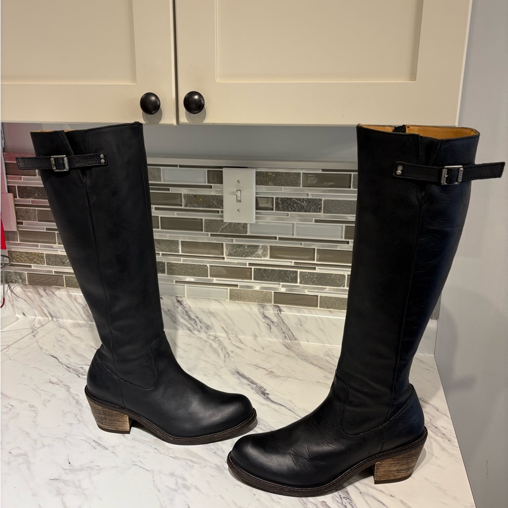 John Fluevog Adriana Luna Tall Buckled Boot black 8.5 (fits small)